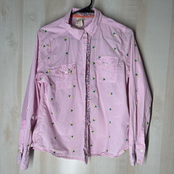 Matilda Jane pink and white check button front blouse top‎ long sleeve, large - Picture 7 of 13